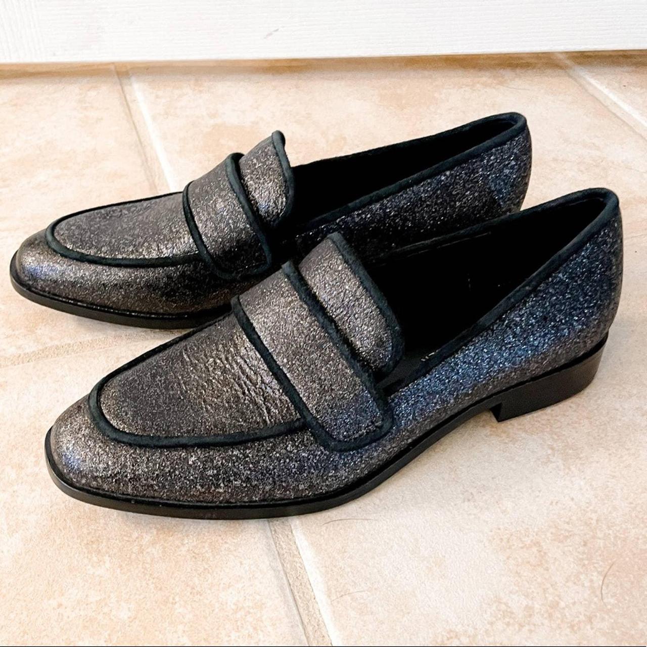 Donald Pliner Black Metallic Loafers New Size Depop