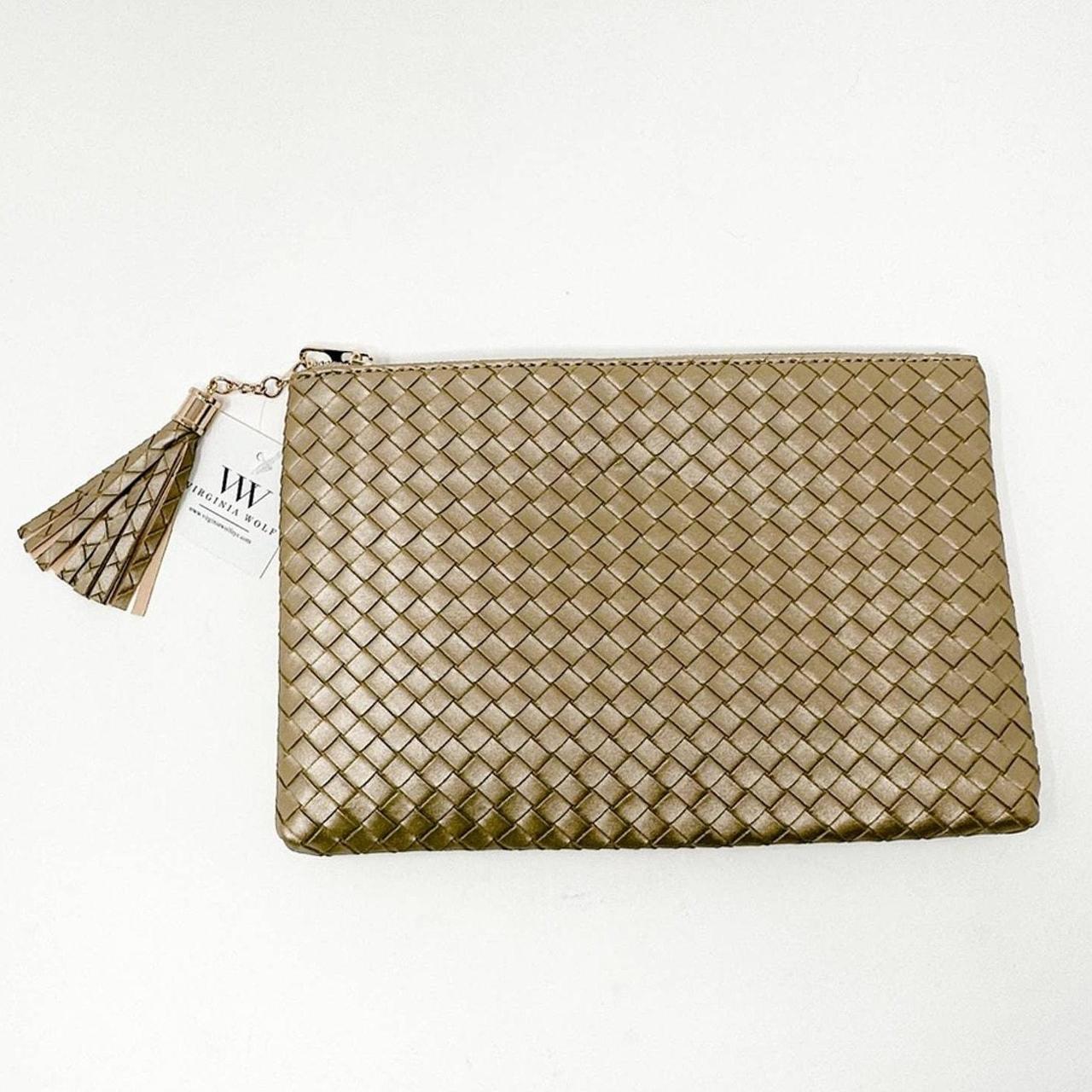 Virginia Wolf Mimi gold woven clutch hotsell bag