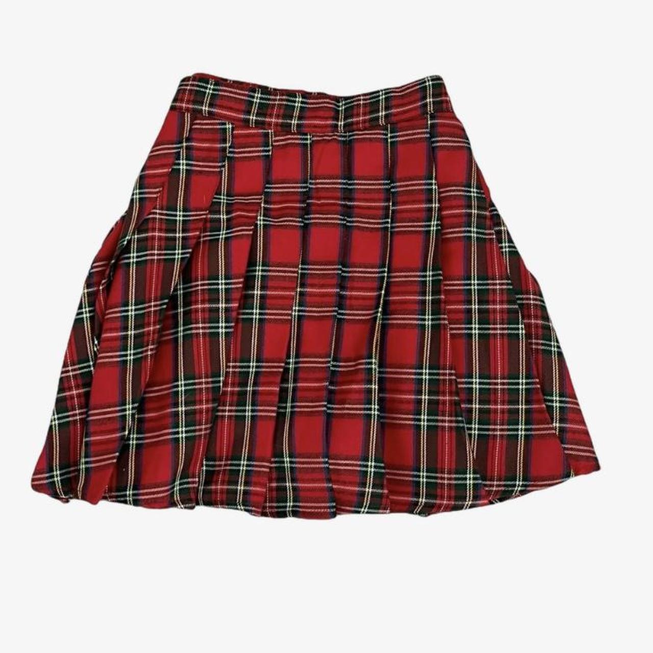 high waisted red plaid mini skirt. only worn a... - Depop