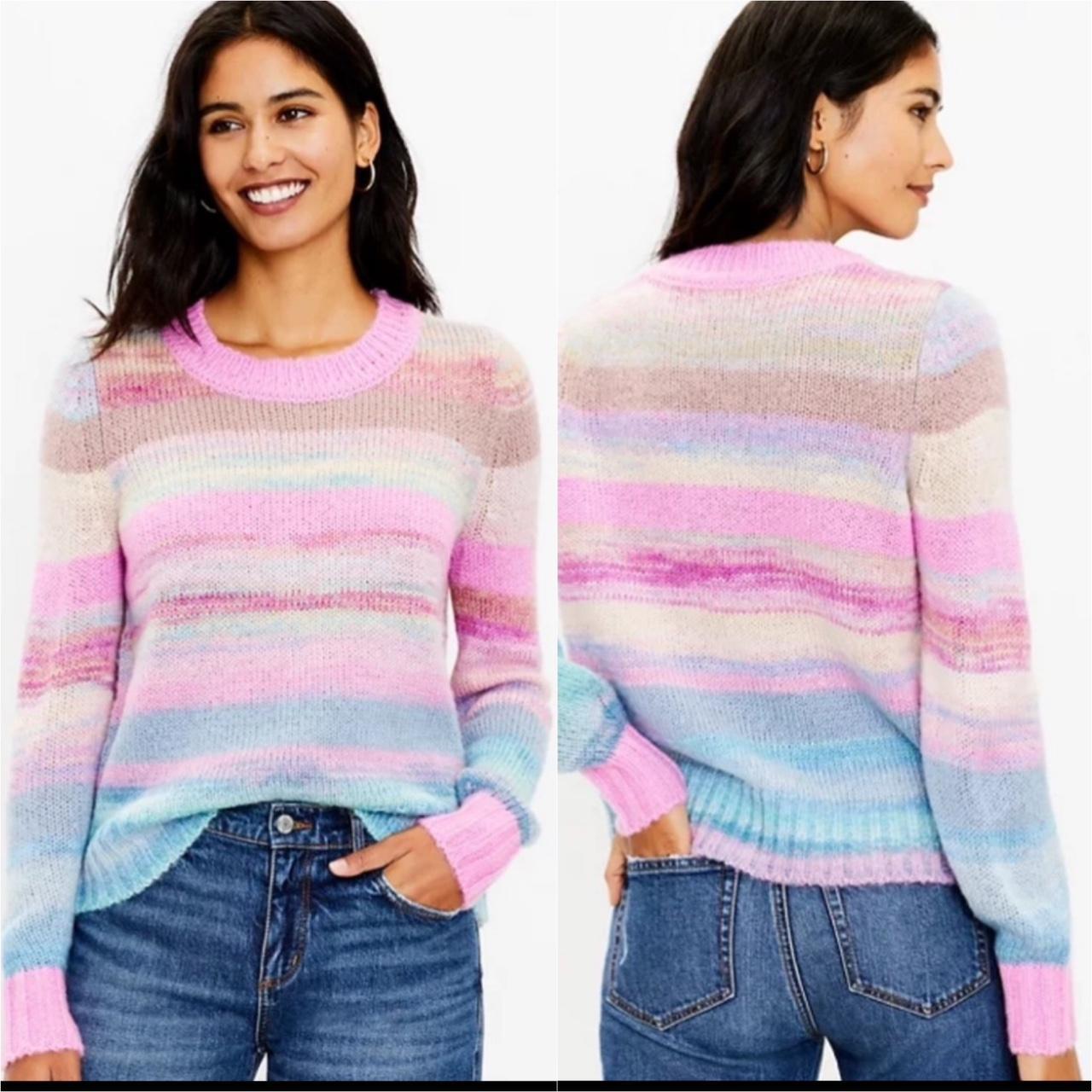 LOFT Rainbow Spacedye Knit Sweater $79.50 NWT... - Depop