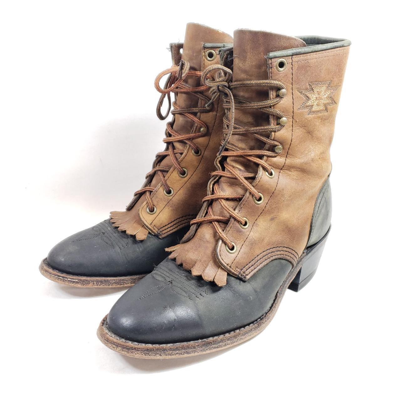 Abilene Ladies Vintage Lace Up Boot - Black - Ladies' Western Boots