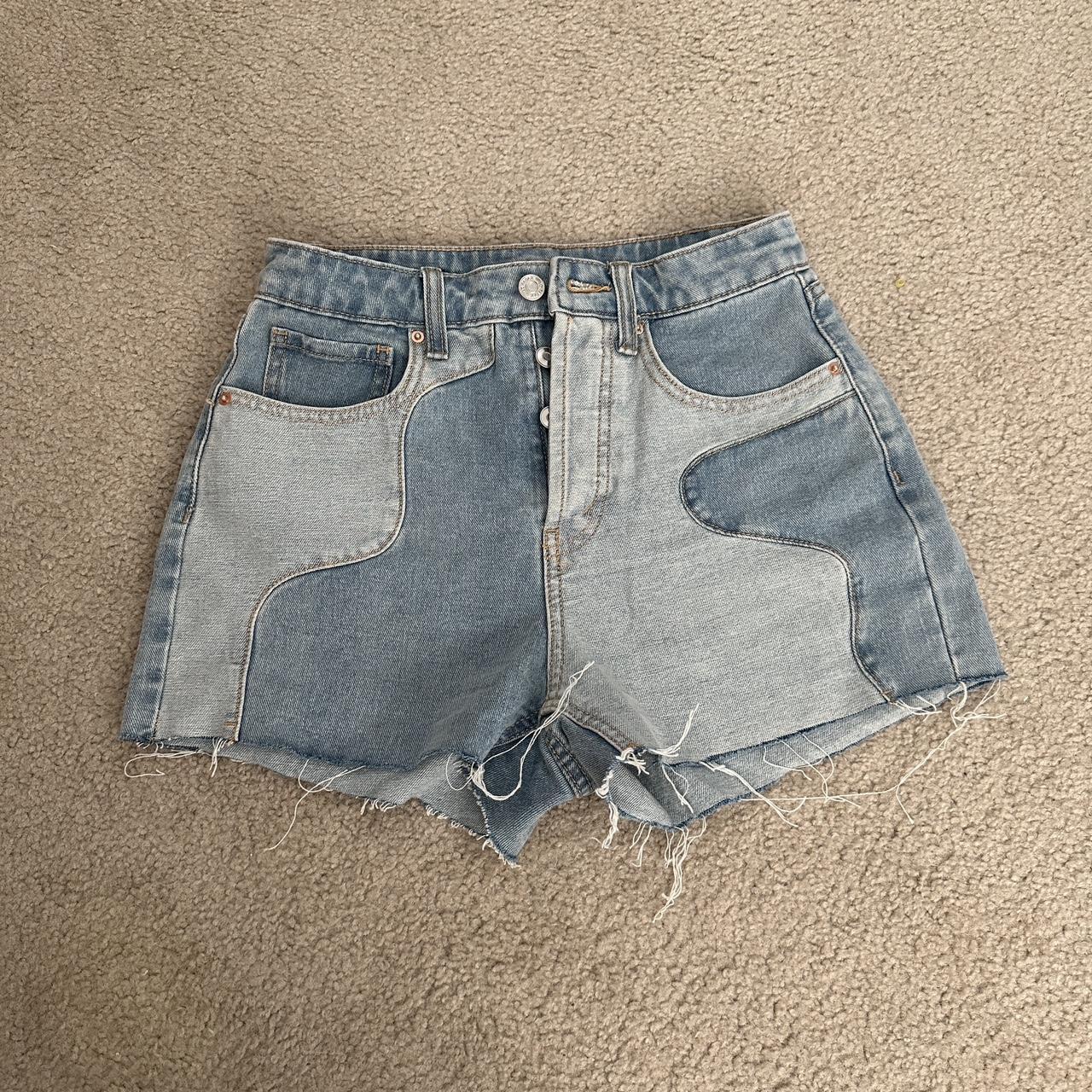 Wild Fable Two Tone Button Fly Jean Shorts Worn... - Depop