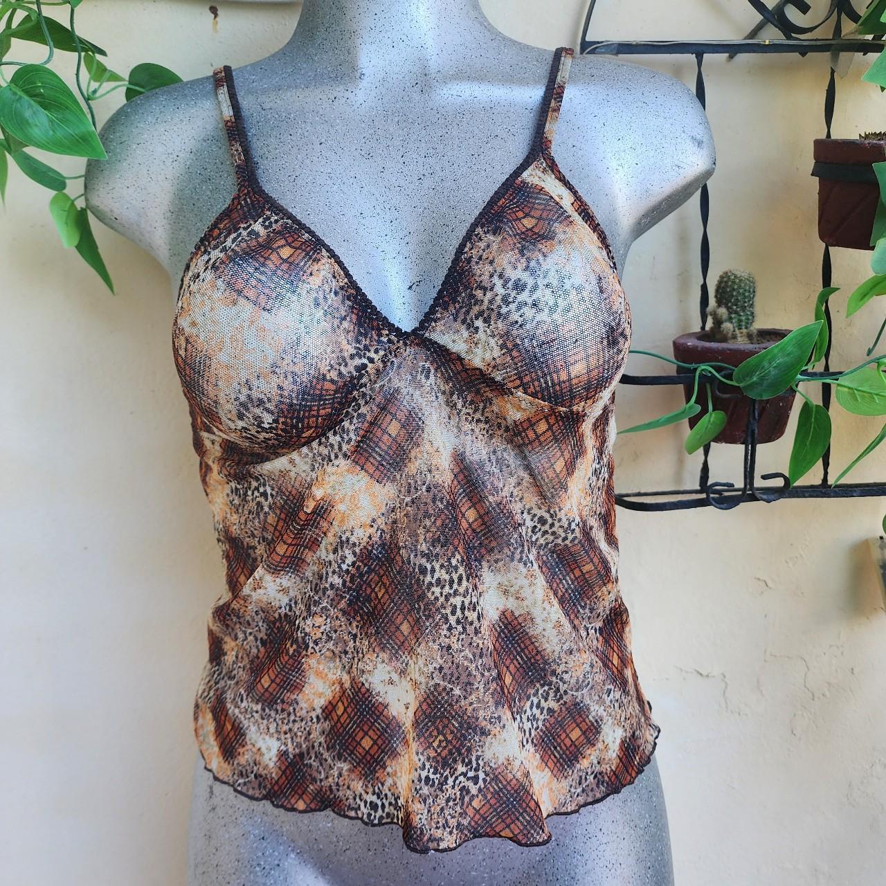 Vintage 2000s Intimissimi mesh print cami top - Depop