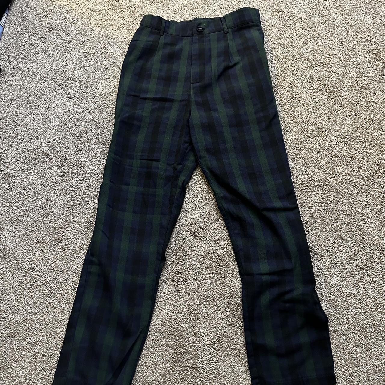 Amazing green/blue/black plaid pants. Worn once. 💕 - Depop