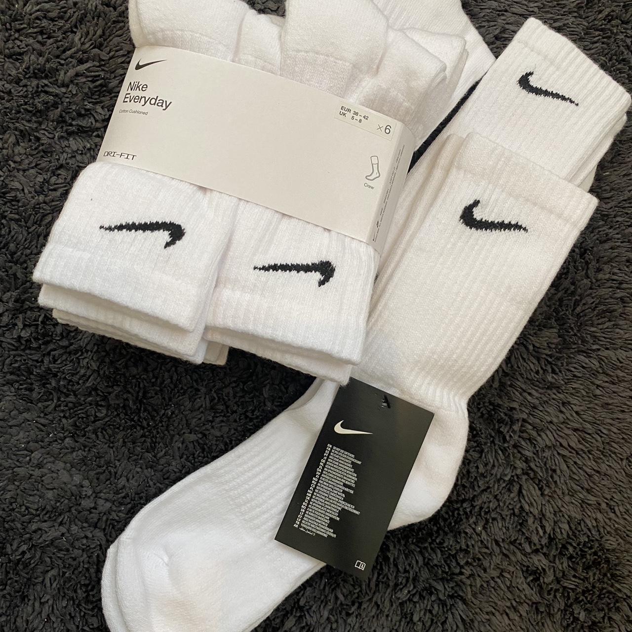 Nike Men's White and Black Socks Depop
