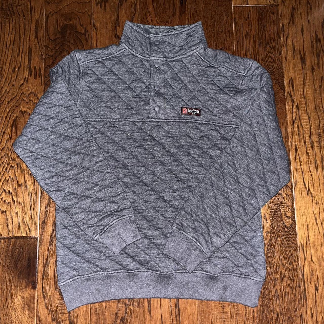 Ohio State University Gray Quilted Snap 1 4 Button Depop