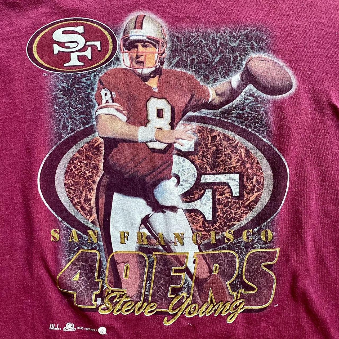 Vintage 49ers Steve Young Tshirt Condition: 7/10 - Depop