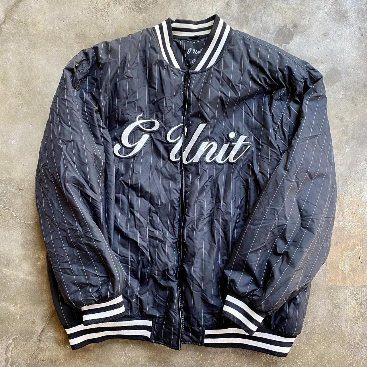 Vintage Y2K G Unit rap puffer jacket Pinstriped... - Depop