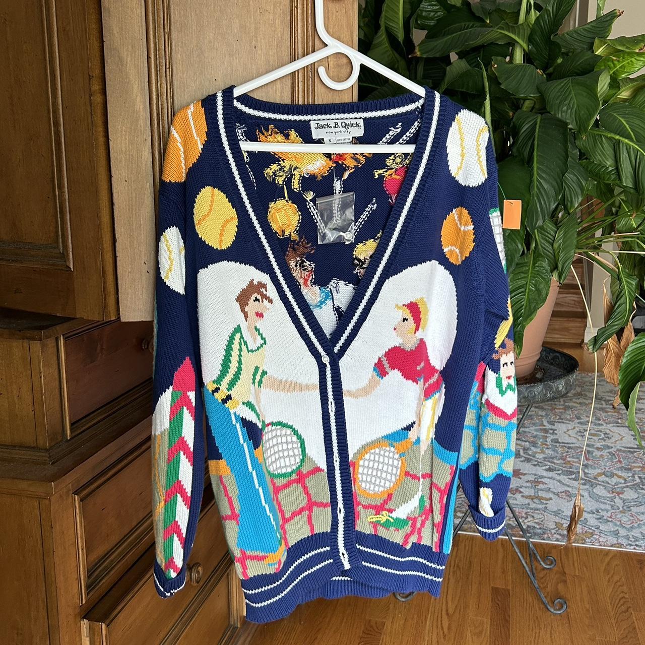 Vintage 80s/90s tennis cardigan - multicolored #80s | Depop