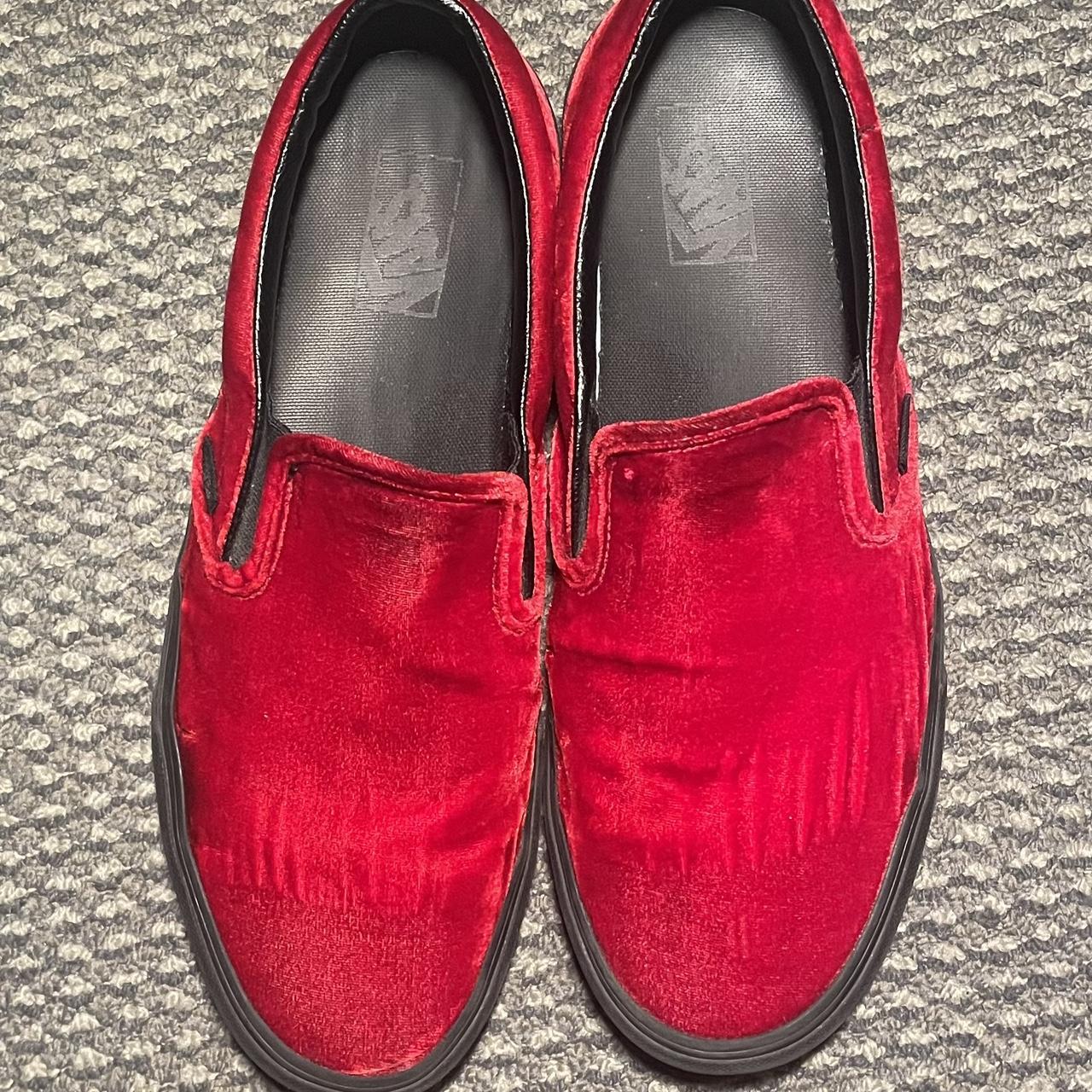 Vans red clearance velvet shoes