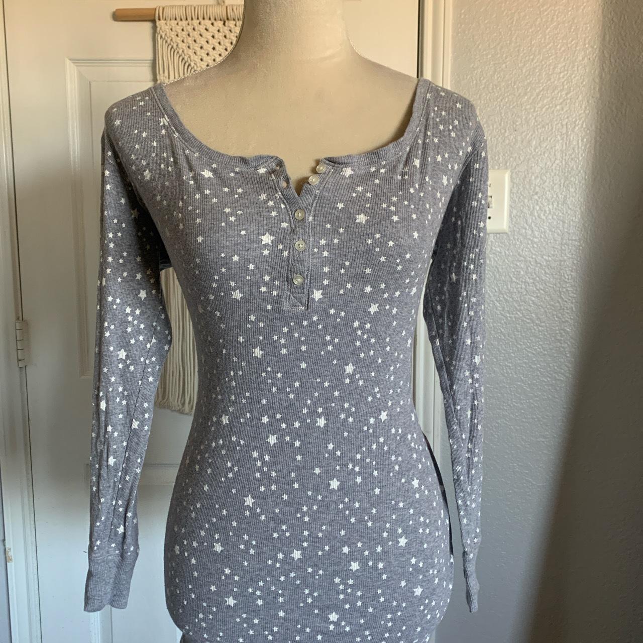 Cyber Y2k thermal buttoned grey and white thermal... - Depop