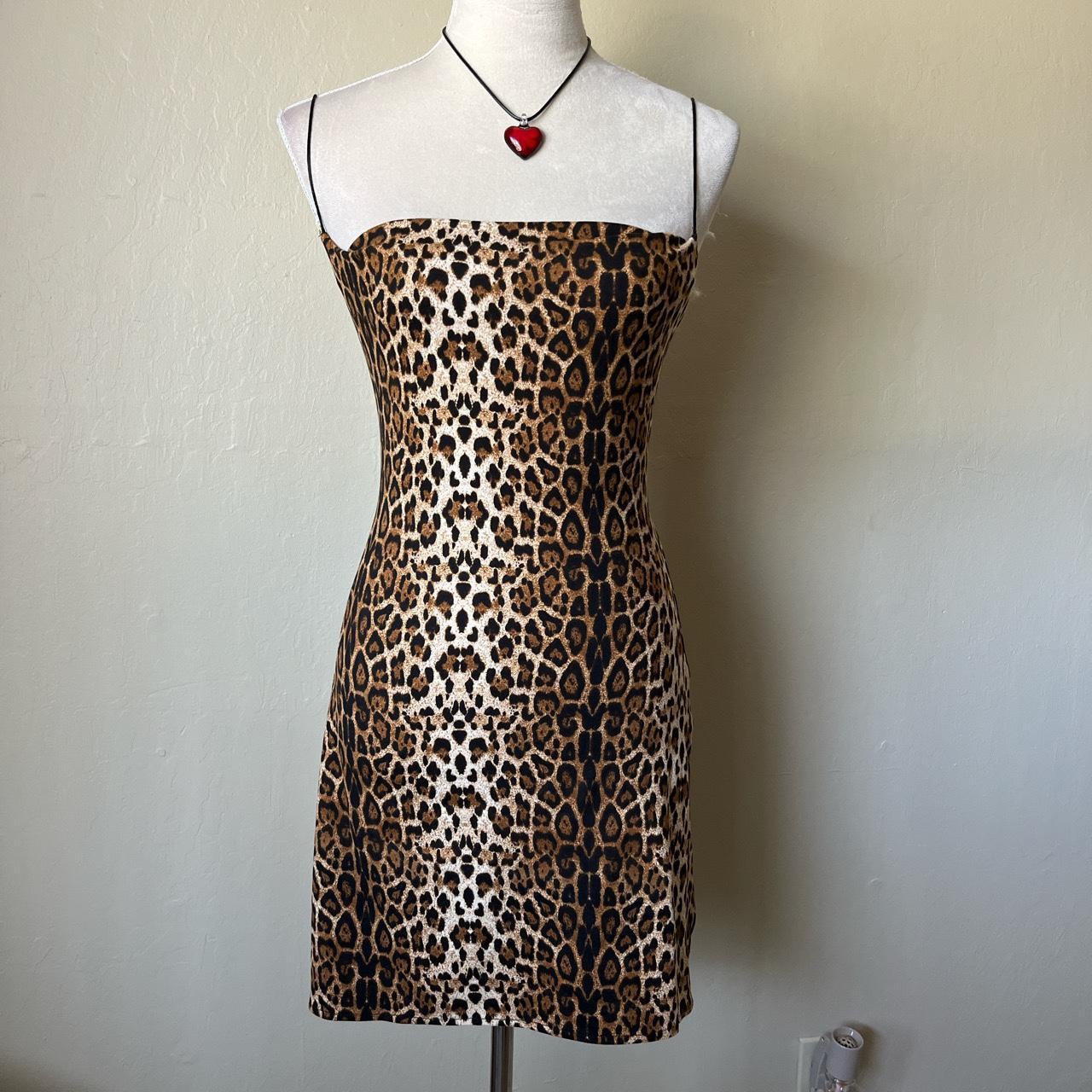 Sexy cheetah print slip mini dress with small side... - Depop