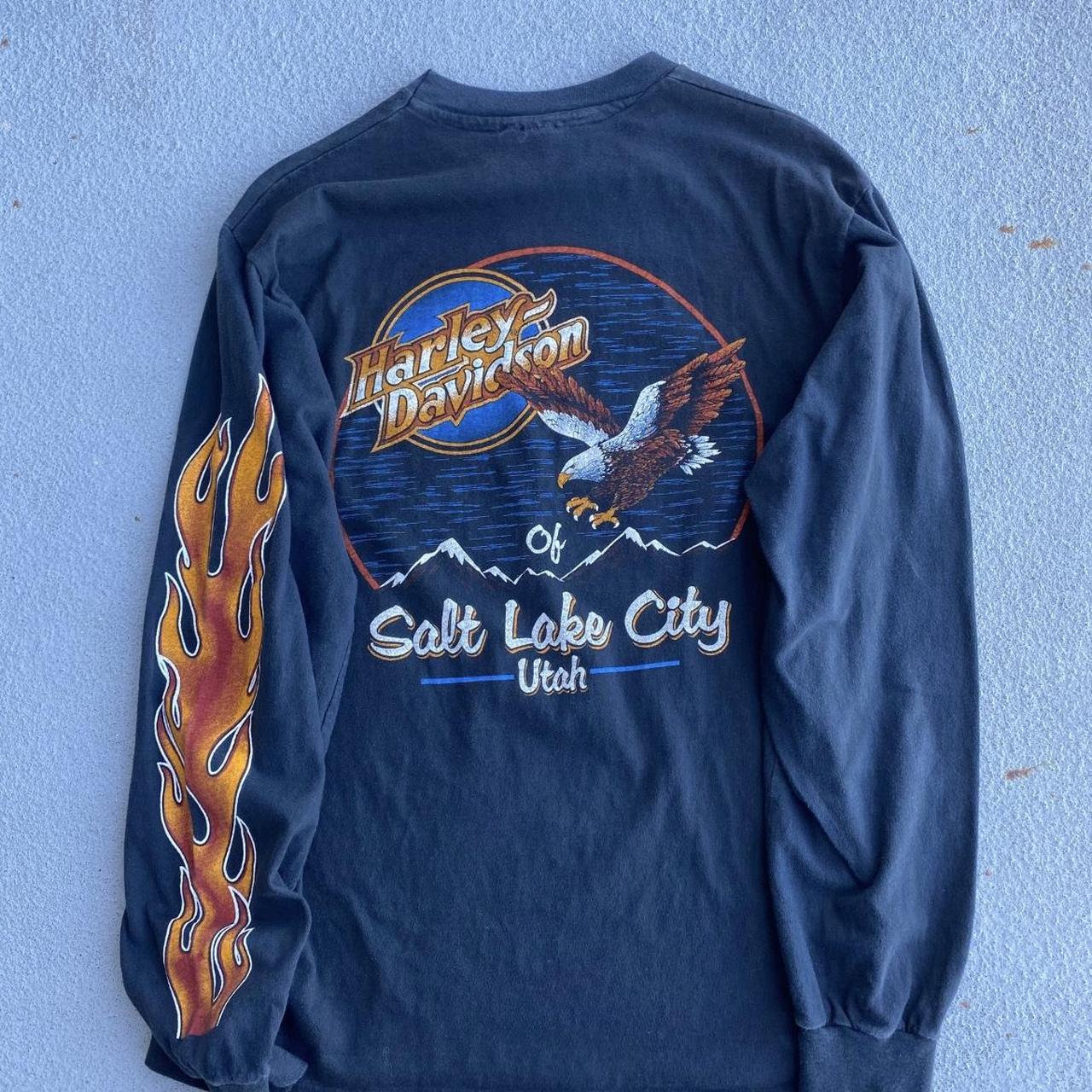 80s harley davidson longsleeve one sleeve hit | Depop