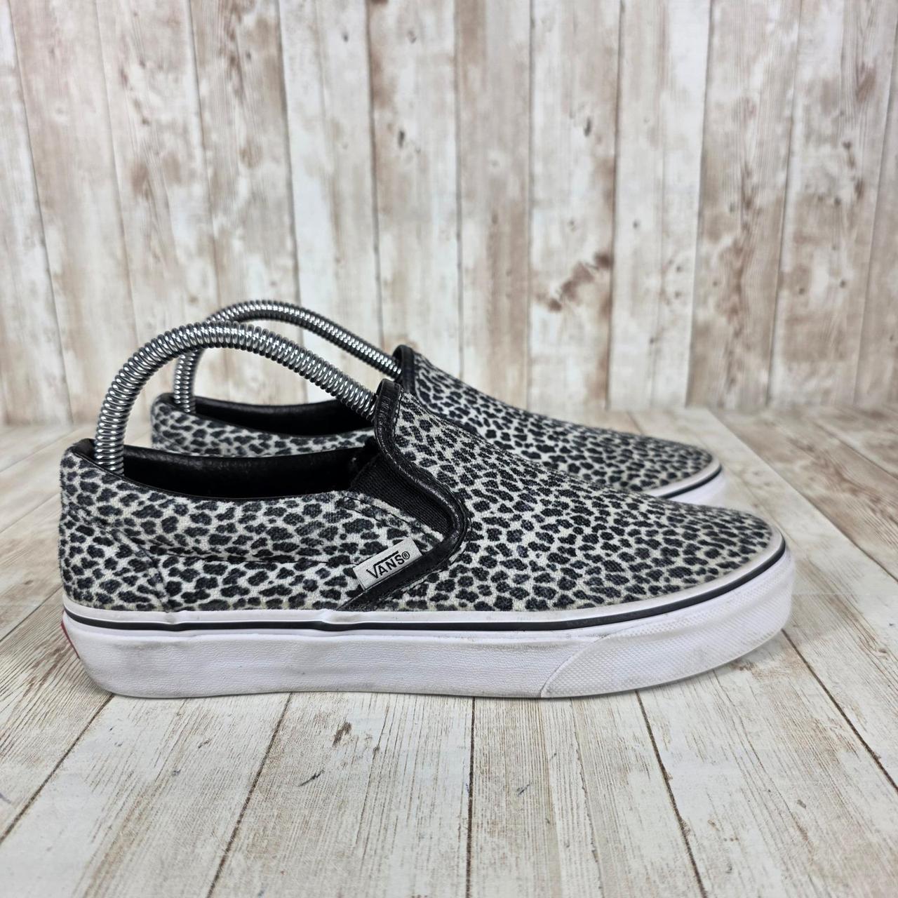 Preloved Women's Sneakers - Grey/Black - US 8 – Vans Slip On Sneakers Leopard Print Casual …