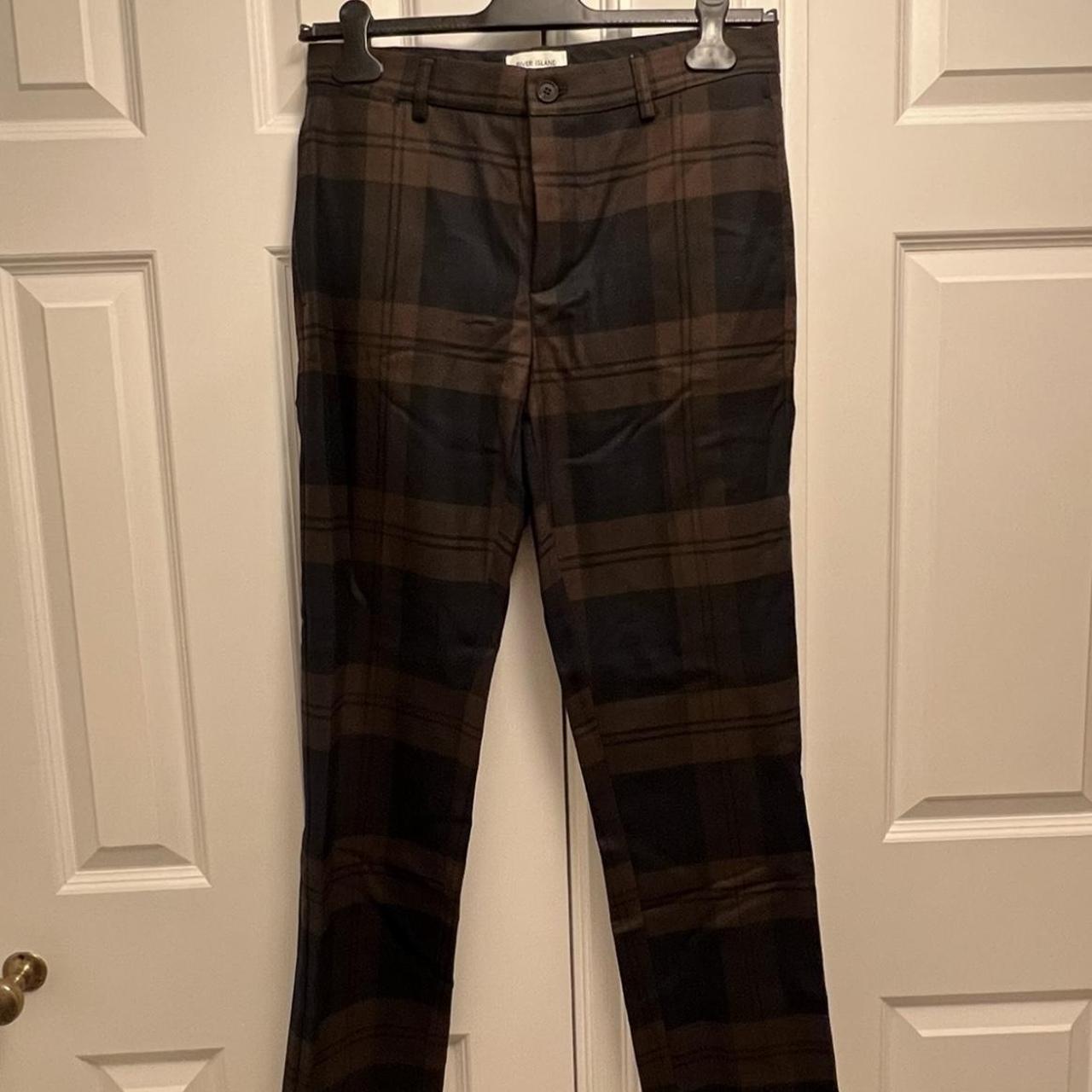 River Island Men's Brown and Black Trousers
