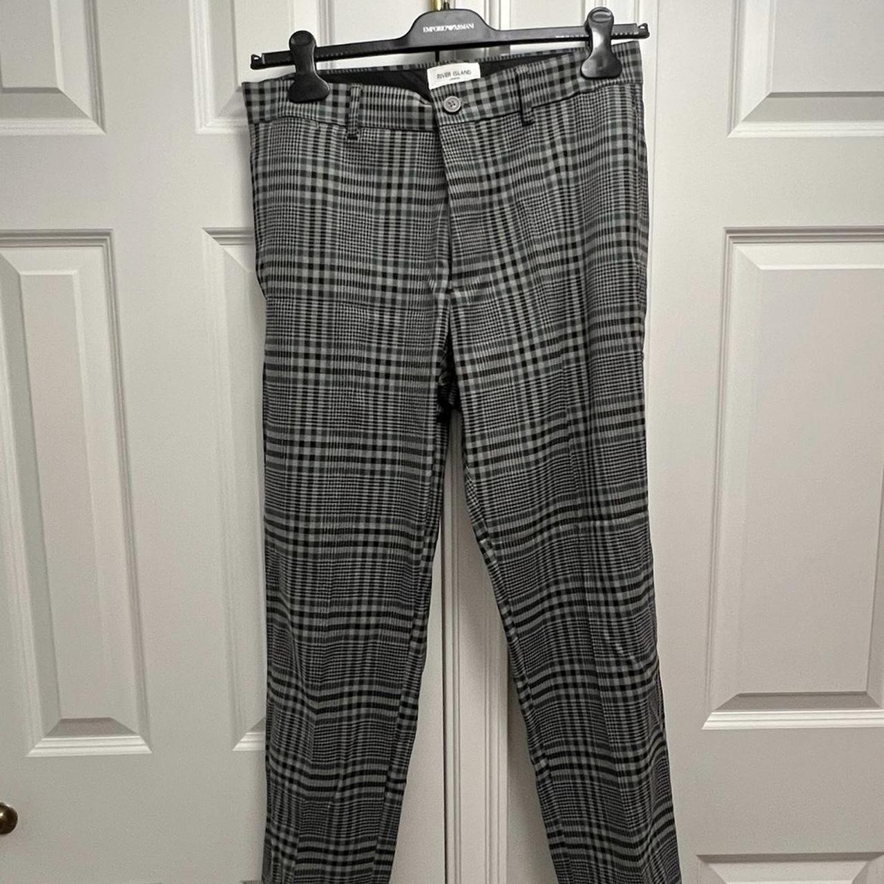 River Island Men's Grey and Green Trousers