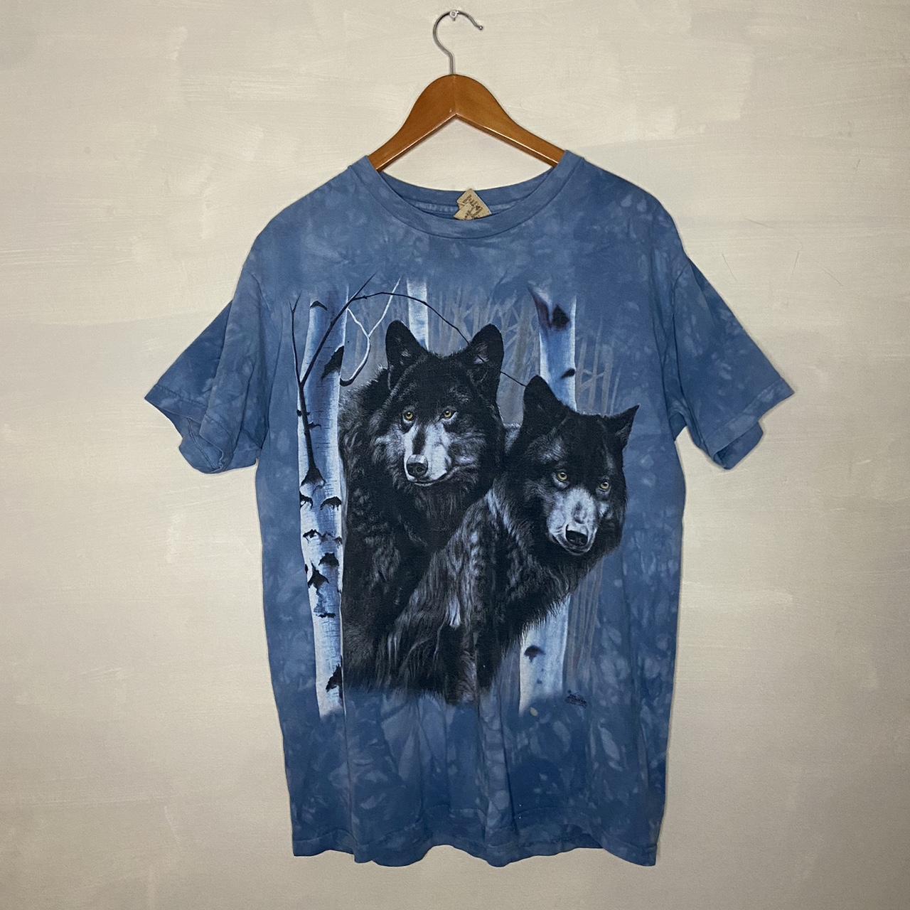 Vintage 2001 Full Body Wolf Graphic T Shirt Blue... - Depop