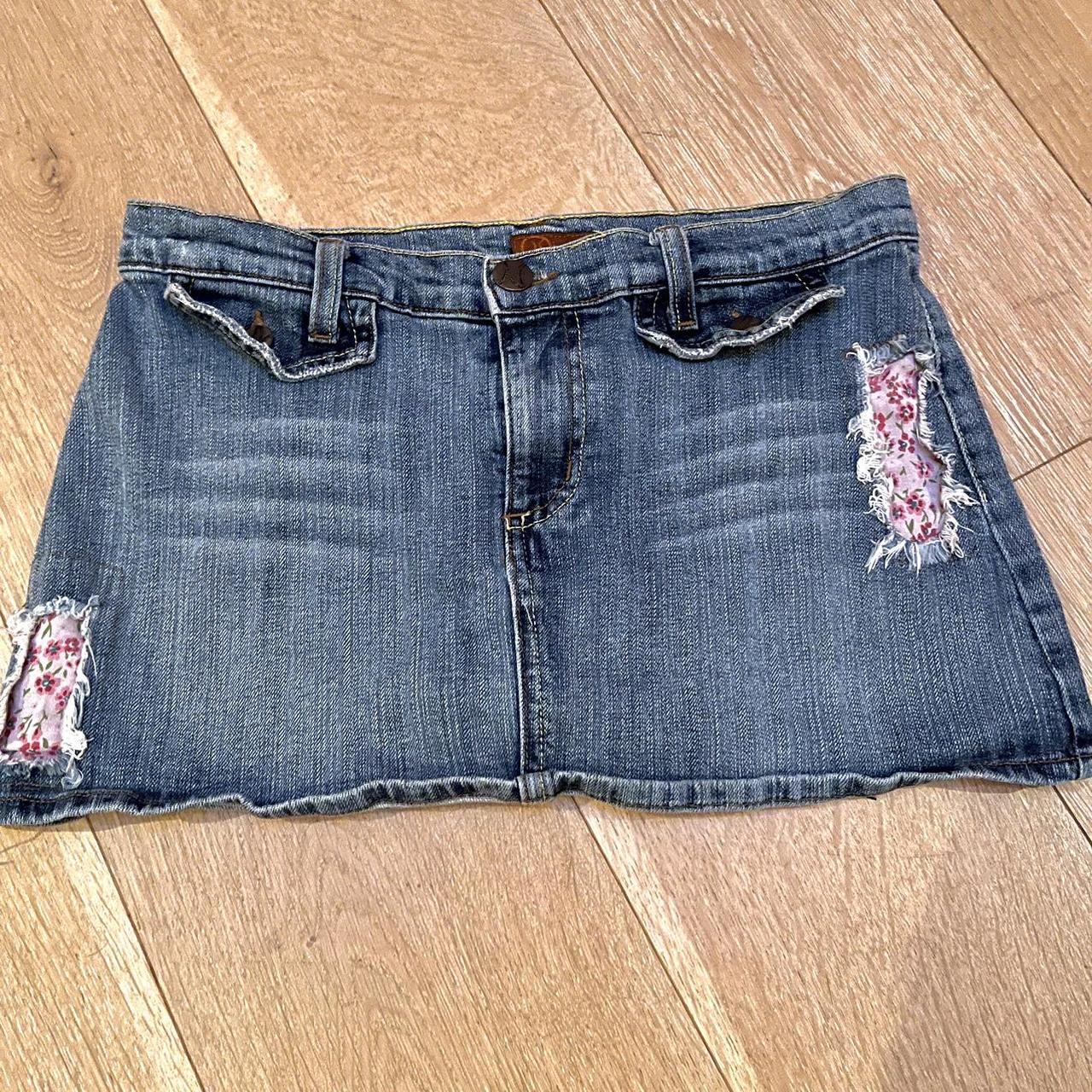 Cute coquette, mini skirt Y2K floral, patching... - Depop