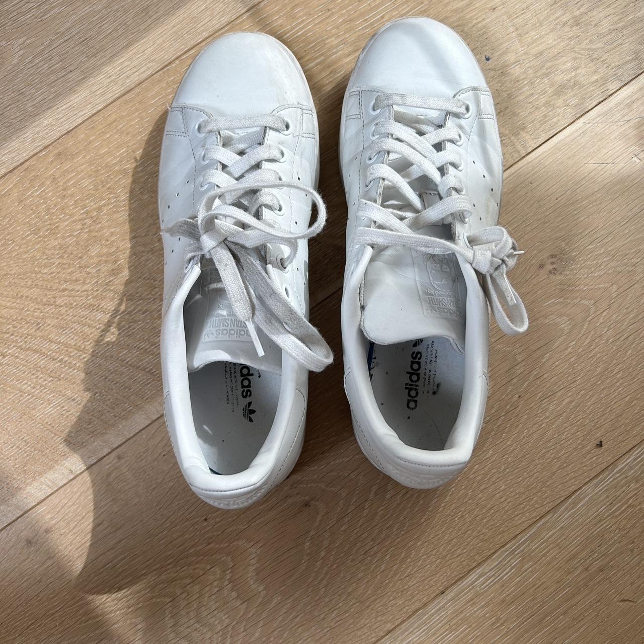 White sam smith adidas sneakers worn only a handful. Depop