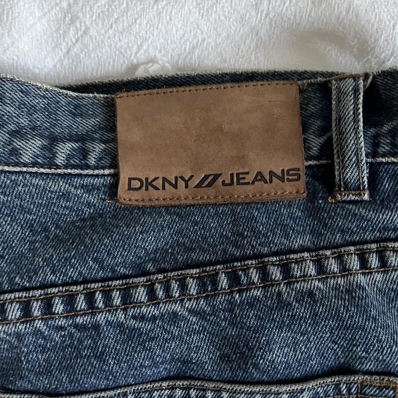 patchwork low waisted 2000s dkny jeans really cute... - Depop