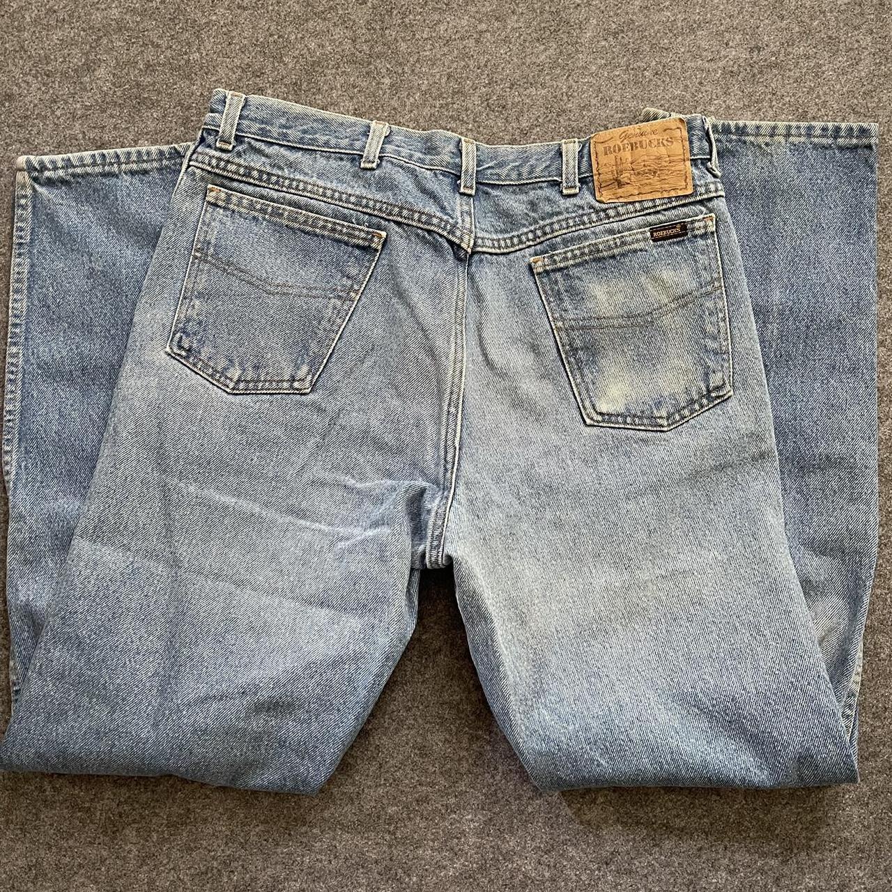 70s Vintage Genuine Roebuck Denim Jeans Size 36/32.... - Depop