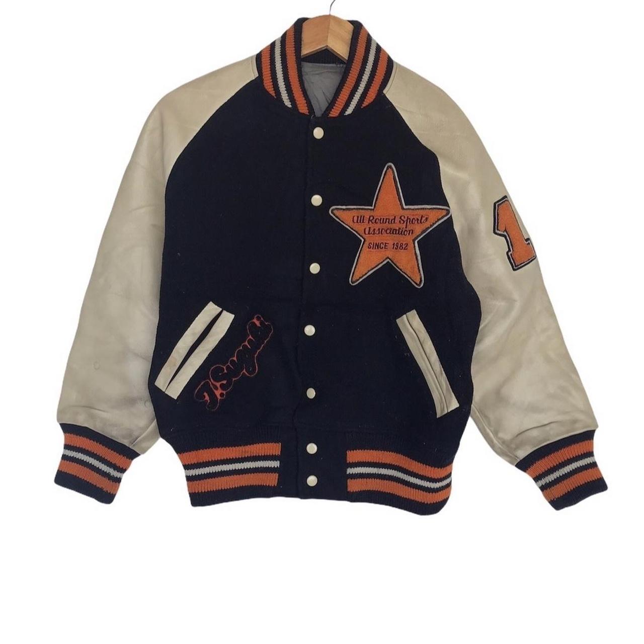 vintage varsity jacket fits M-L - Depop