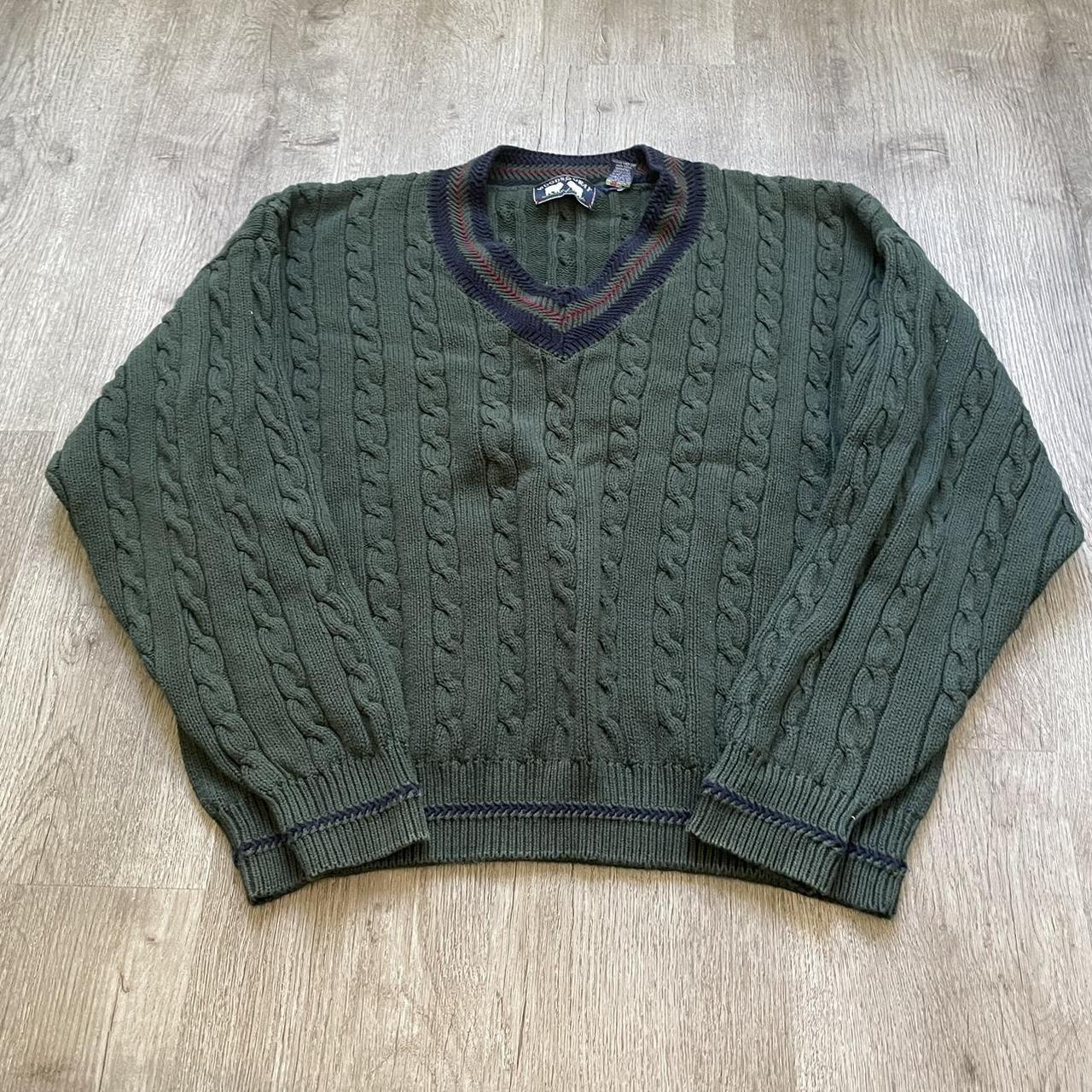 🌱 Vintage green cable stitch grandpa sweater 🌱 ~... - Depop