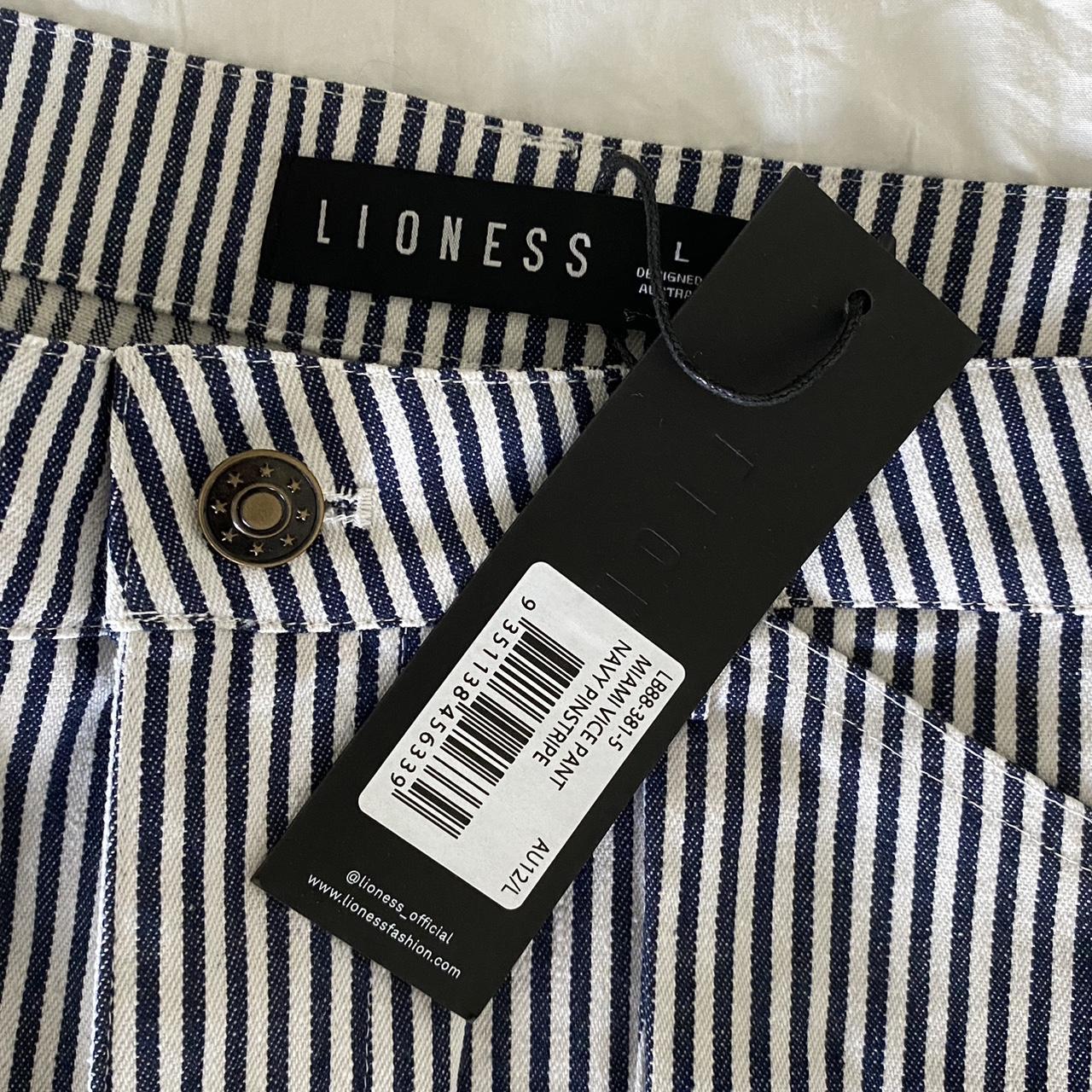 Lioness white and blue striped pants: these look big... - Depop