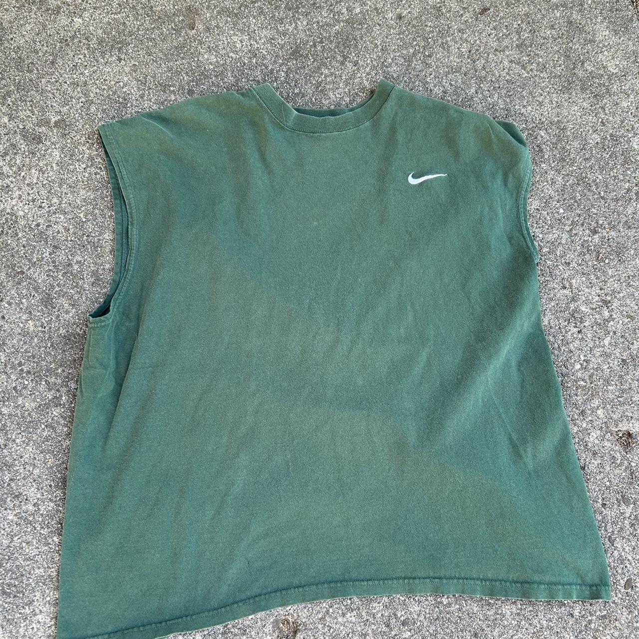 Nike Men's Green and White Vest (2)