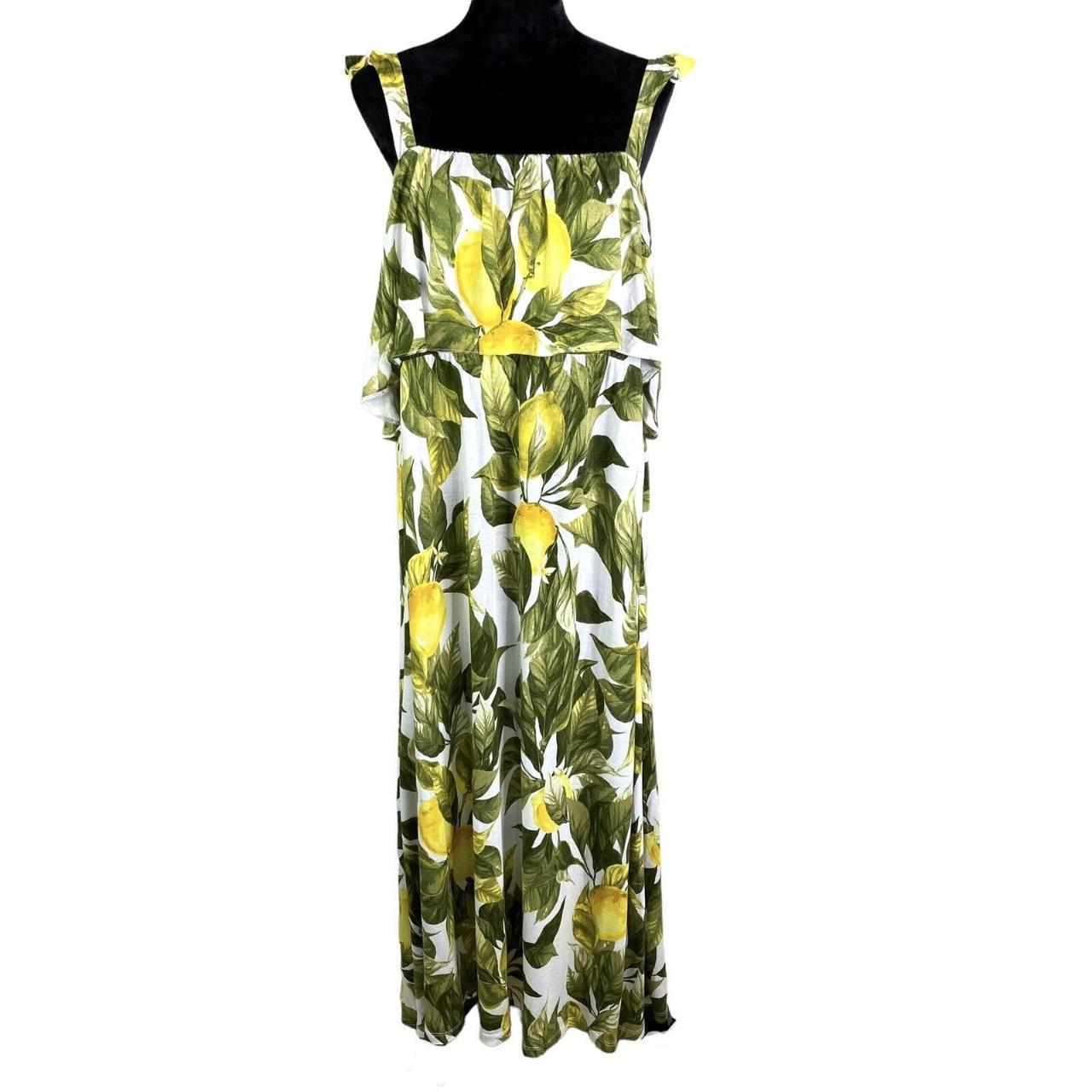 h&m mama long jersey dress Maternity Lemon Print... - Depop