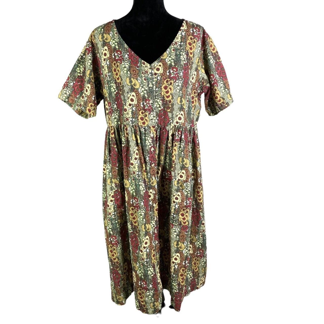 kate quinn women’s gathered button dress Boho Floral... - Depop