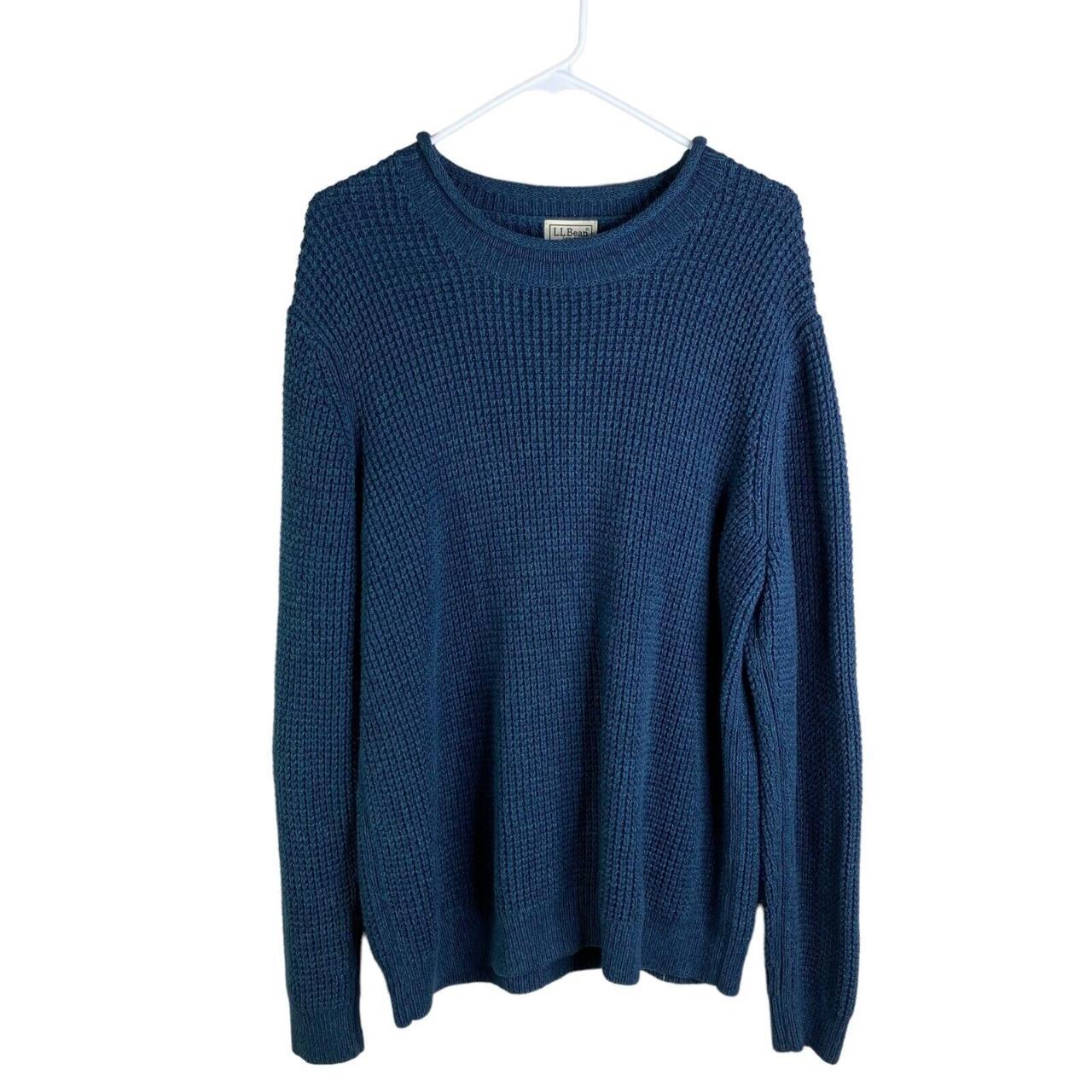 L.L.Bean Organic Cotton Rollneck Crew Sweater Blue... - Depop