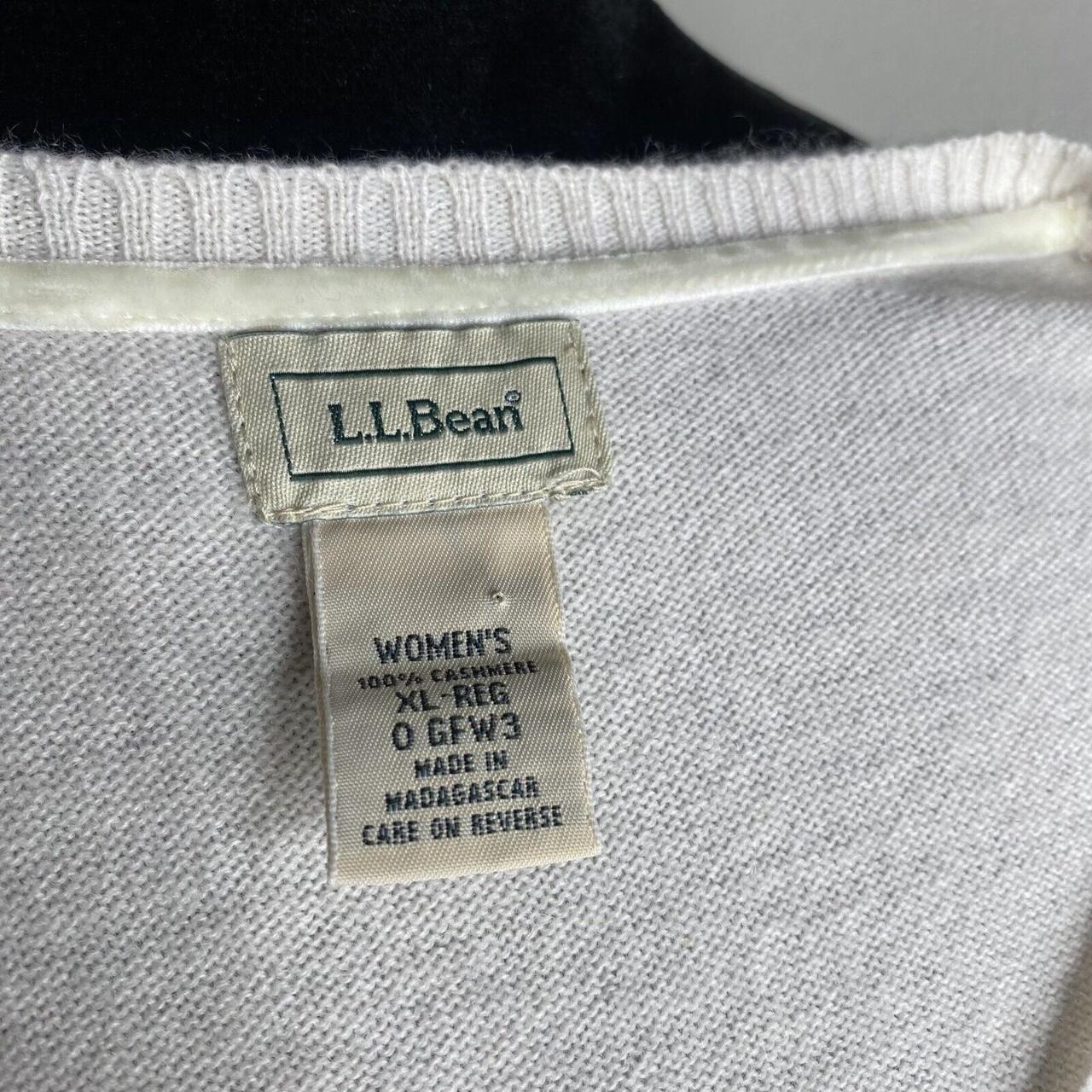 ll bean v neck cashmere sweater women’s size XL bone... - Depop