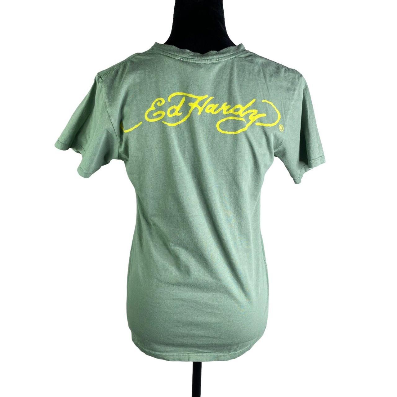 Ed Hardy Women's Green T-shirt | Depop