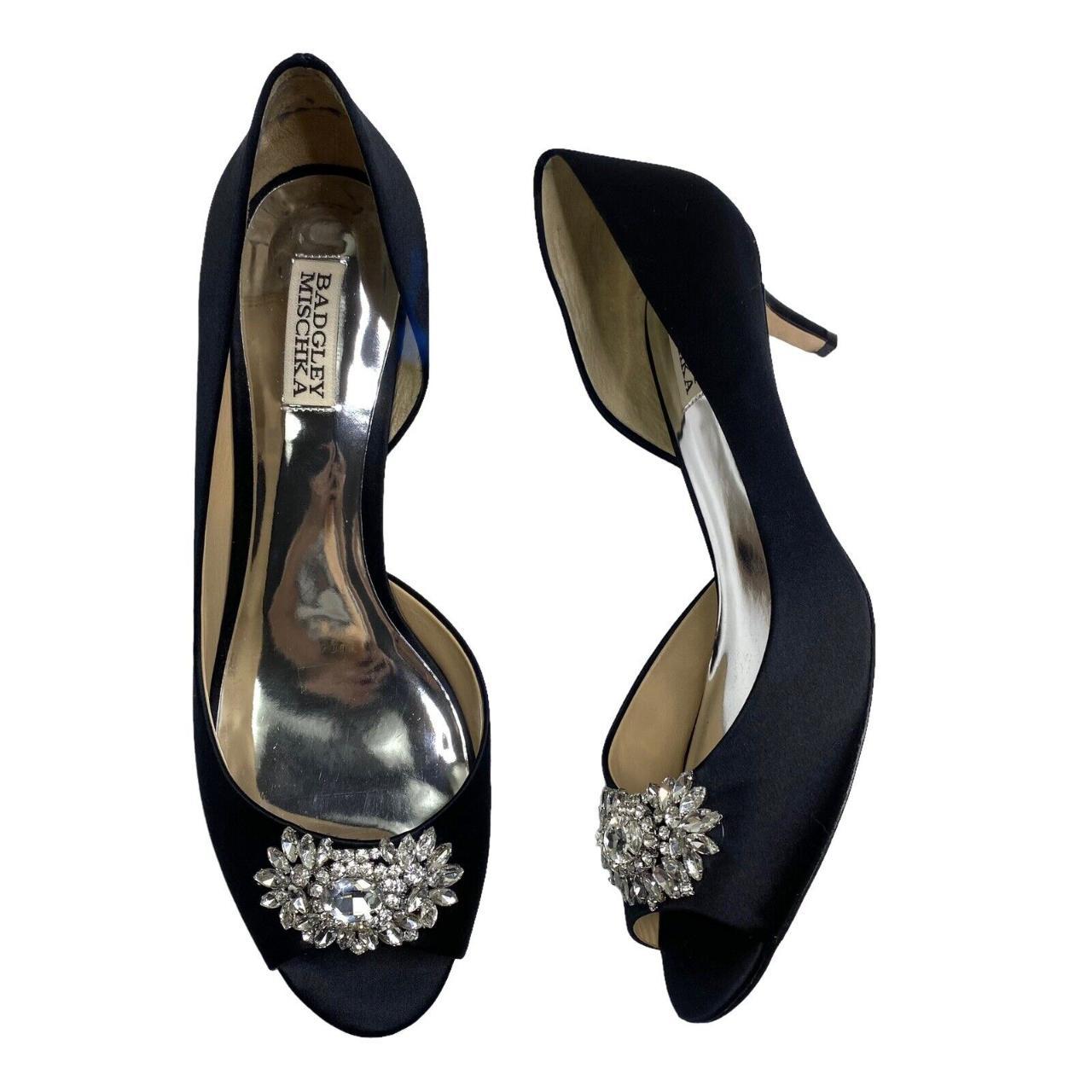 Badgley Mischka Women's Black and Silver Courts | Depop