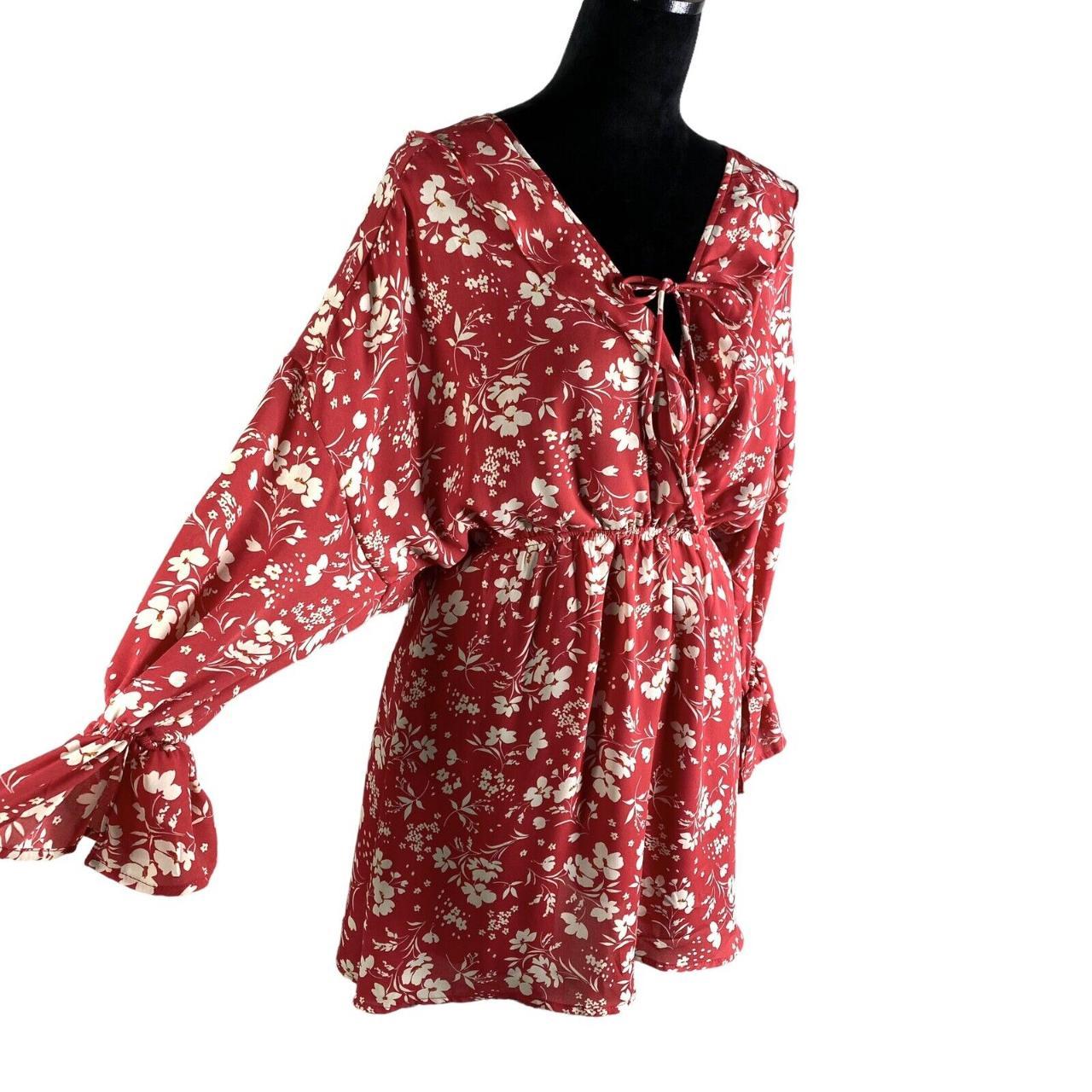 Vici floral Sonoma ruffle drape Dress red women’s... - Depop
