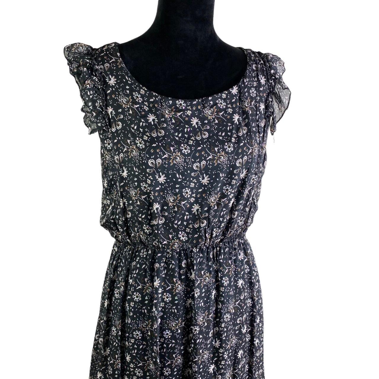 Le Ragazze Black Silk Blend Ditsy Floral Maxi Dress... - Depop