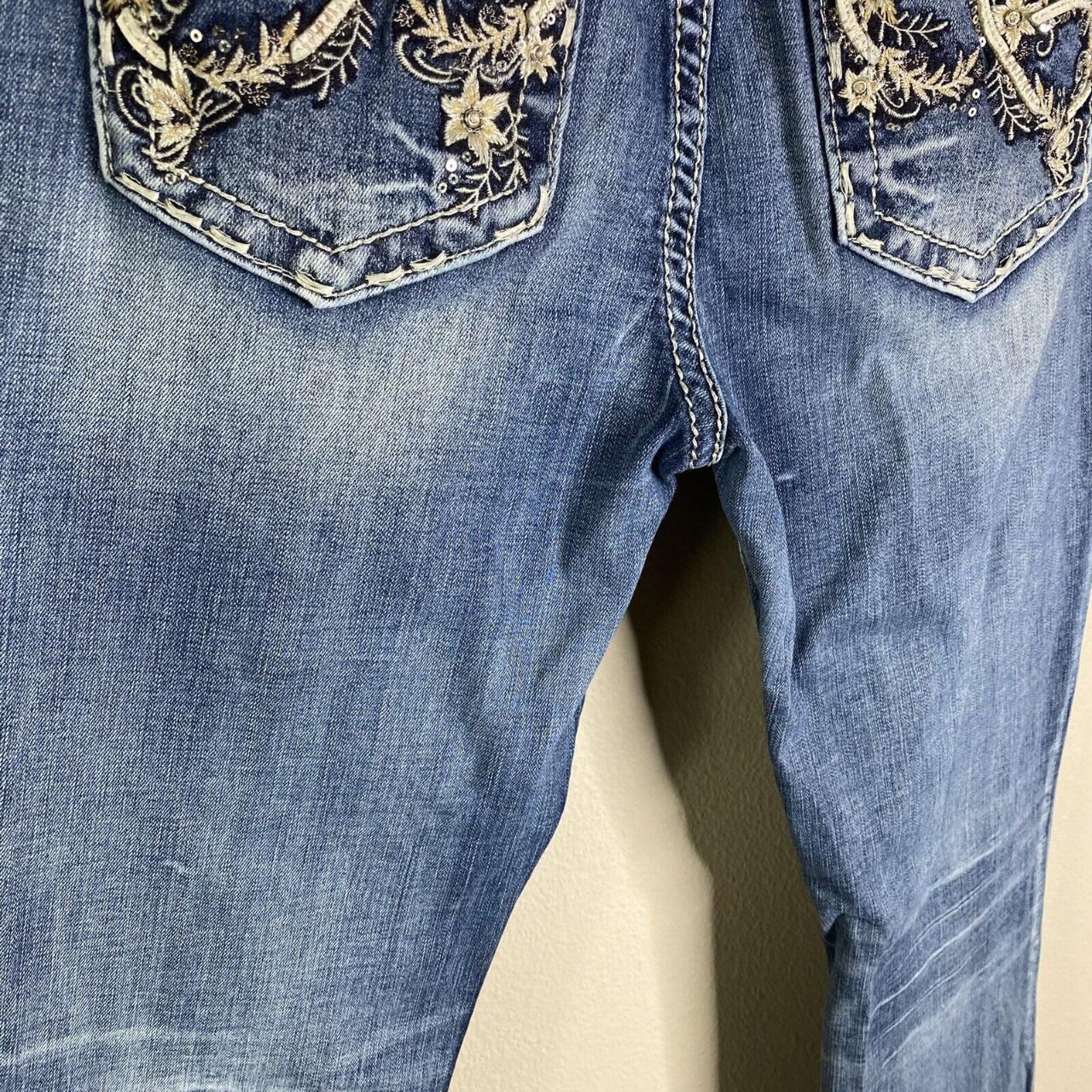 Miss Me Chloe Boot Cut Jeans Size 31 Floral Loops... - Depop