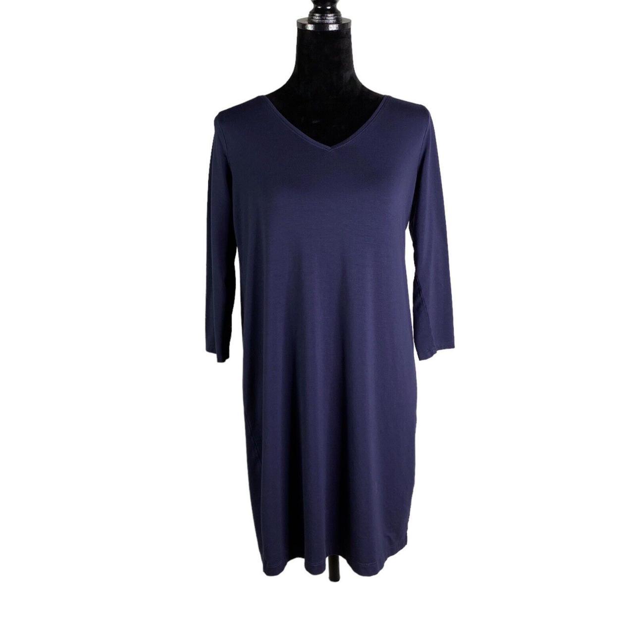 Eileen Fisher Tencel Jersey Tunic Dress Blue Size... - Depop