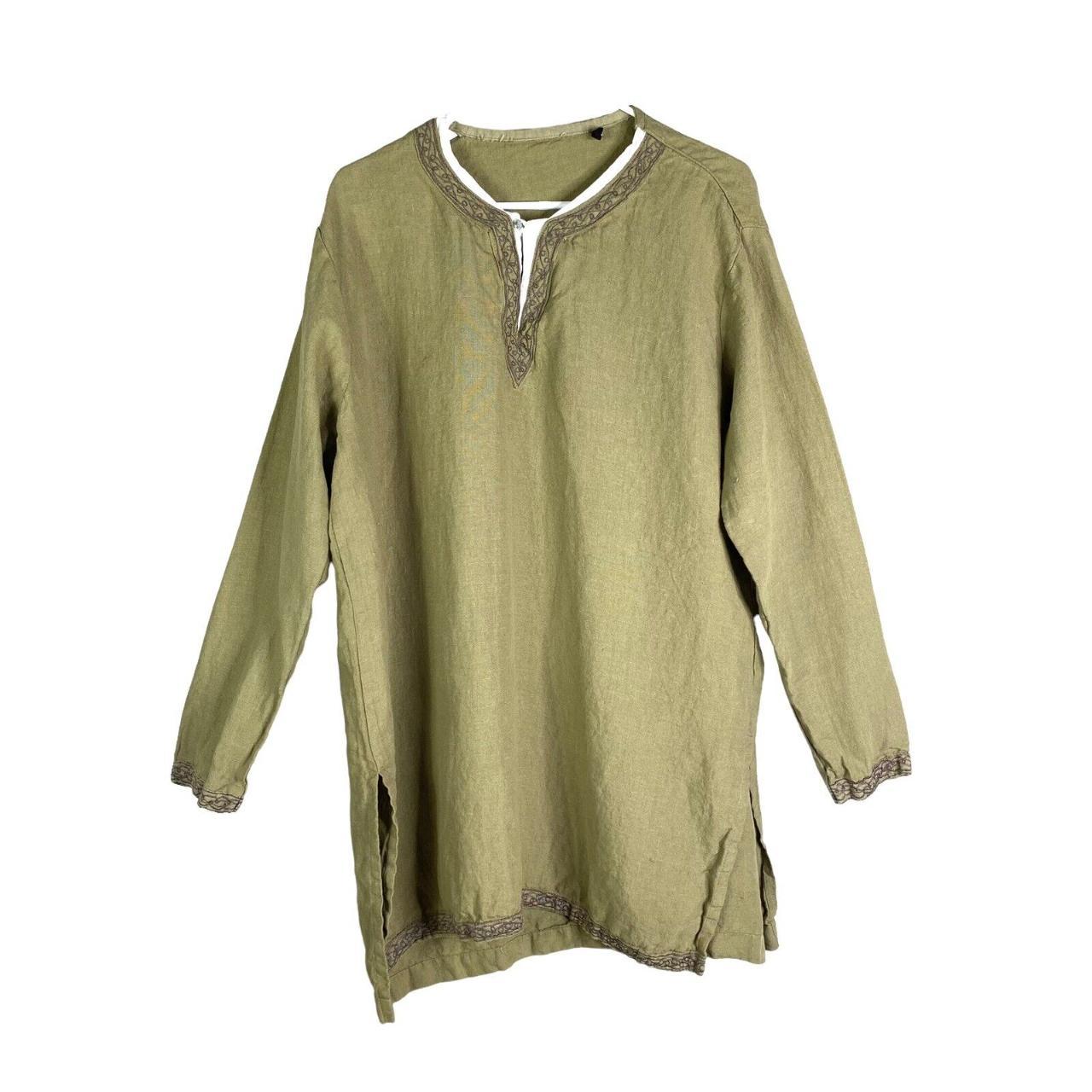 Norse Tradesman Viking Linen Tunic Size Large Green... - Depop