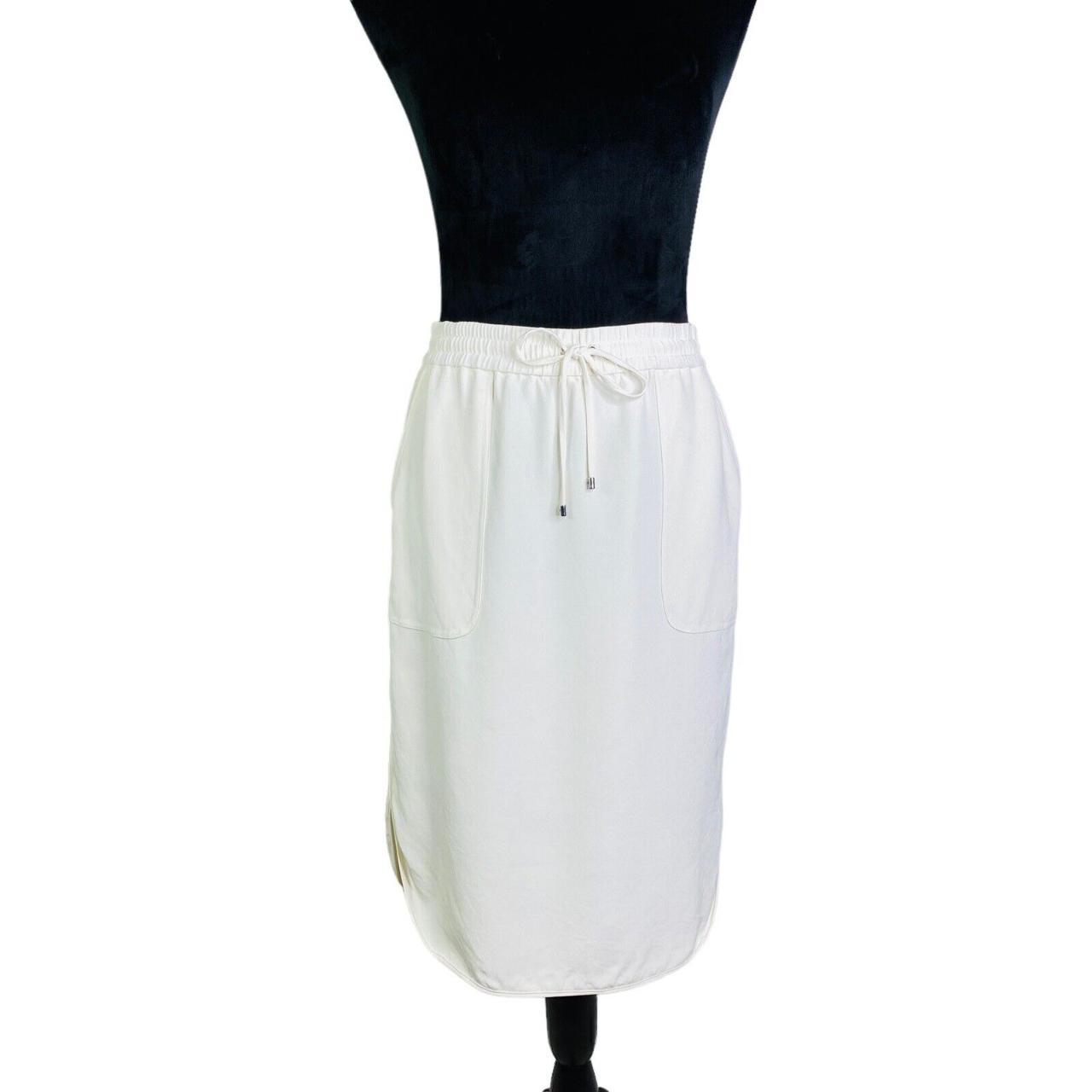 Polo Ralph Lauren White Drawstring Silk Skirt... - Depop