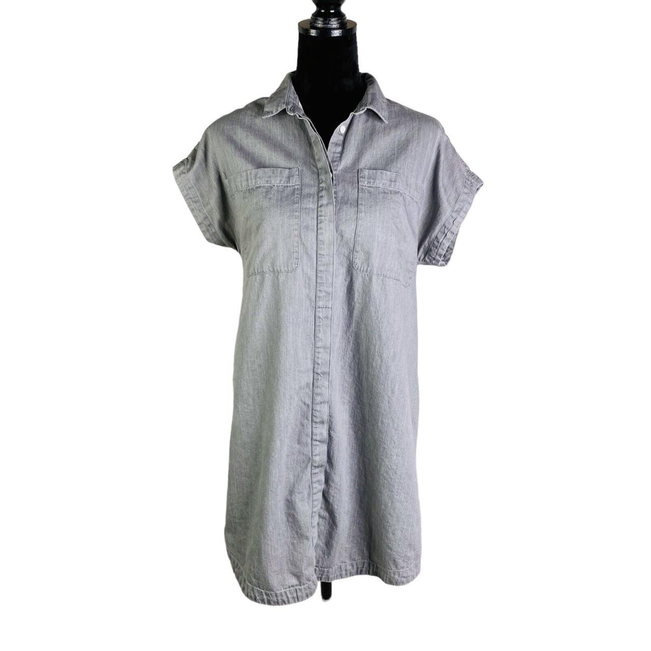 Everlane Gray Shirt Dress Button Front Tunic, Size... - Depop
