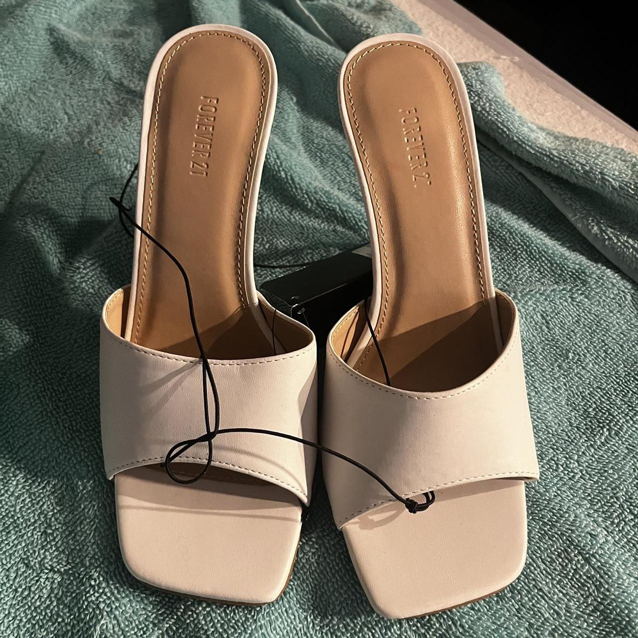 white chunky heels open toe