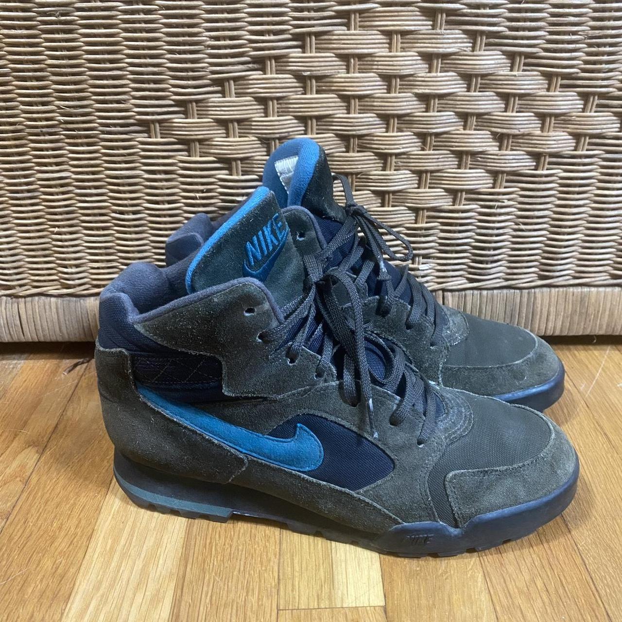 Vintage 1992 Nike Caldera Brown w/ Teal Suede Hiking... - Depop