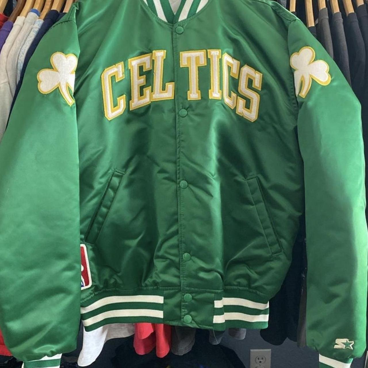 Boston Celtics 90s Green Satin Starter Jacket | Depop