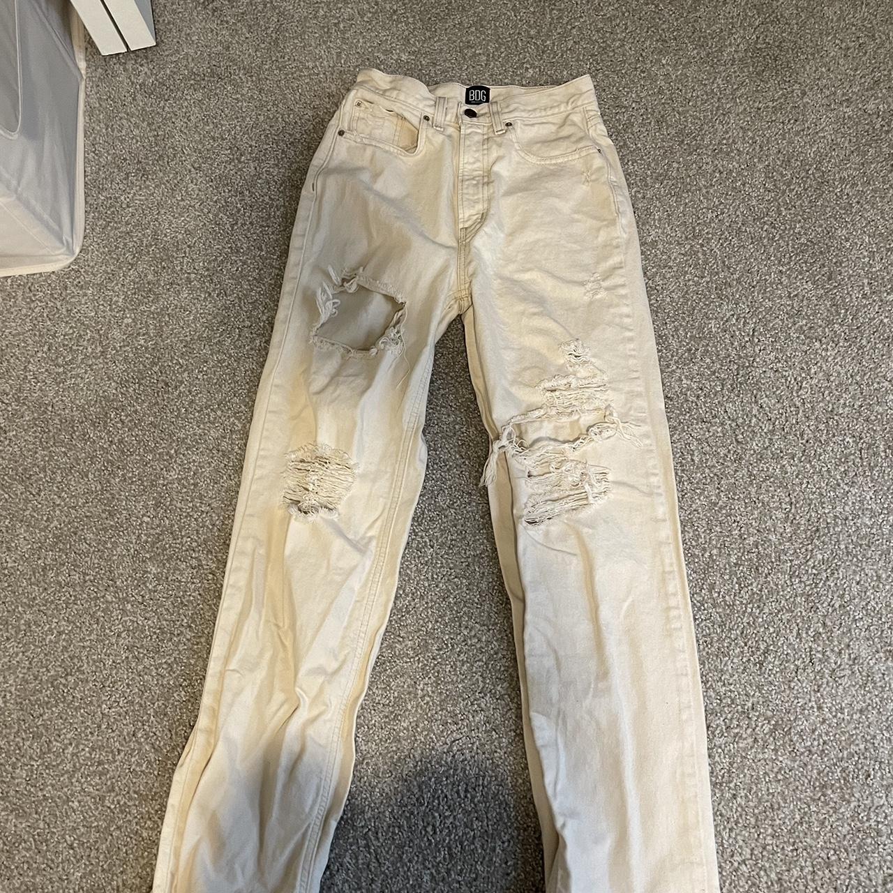 Urban Outfitters Women's Cream Jeans Depop