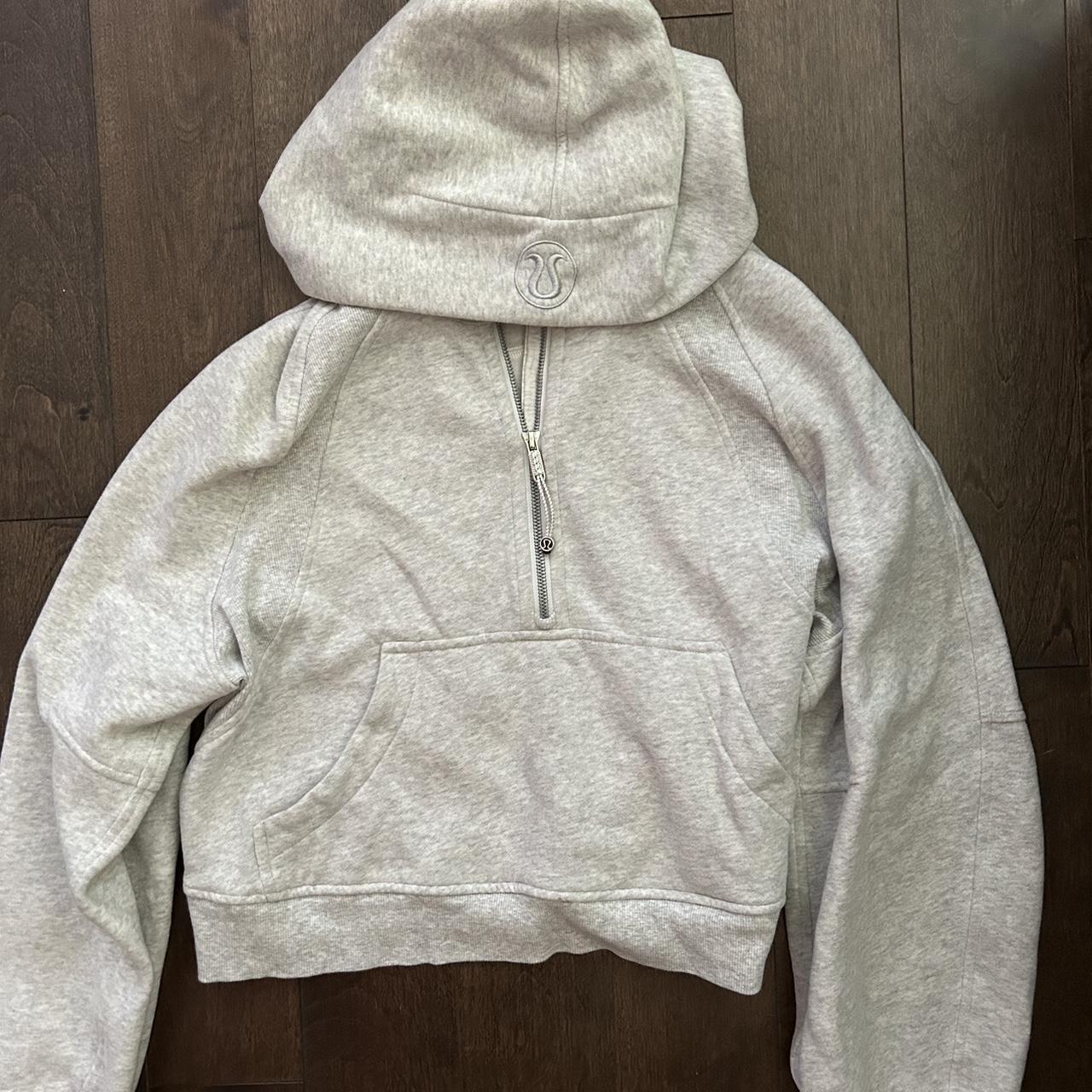 Grey Lululemon scuba half zip hoodie. M/L. Barley... - Depop