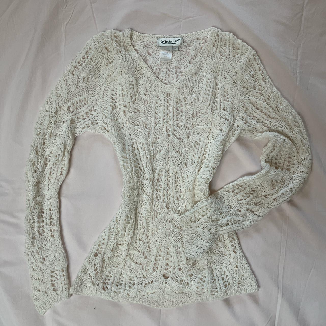 Coldwater Creek Women's White Jumper | Depop