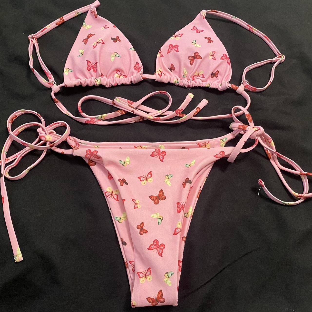 SHEIN pink butterfly bikini set., Excellent...