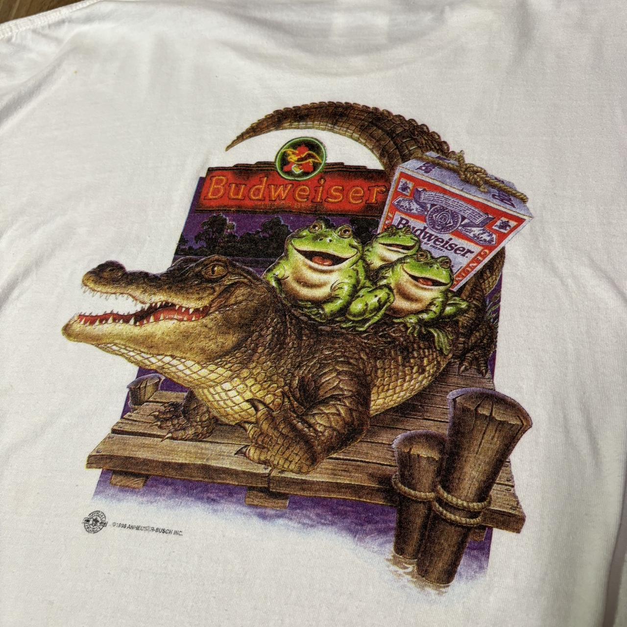 Vintage 90s Budweiser beer alligator frog tshirt | Depop